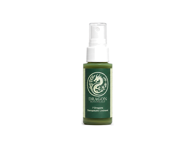 Dragons Dit Da Jow herbal liniment 2 oz plastic bottle, front label on white background